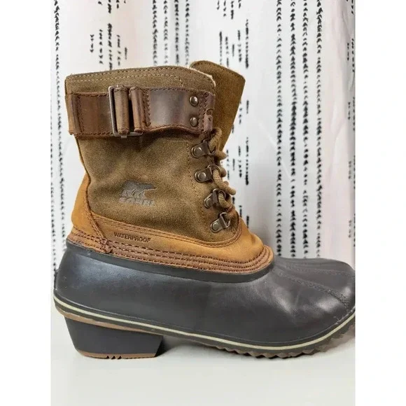 Sorel Women's Brown Leather Fancy Lace II Winter Snow Boots Size 10 Preppy Hike - Picture 4 of 15